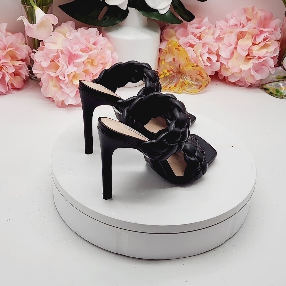 Steve Madden Kenley Citron Braided High Heel Sandals Slide-on Black Size 6.5 - Picture 10 of 16